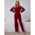 Conjunto de pijama de color sólido para mujeres de Amazon UE para ropa de hogar.