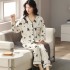 Pijama de salón de mujer para otoño, invierno y primavera - Conjunto de cardigan y pantalón suelto casual para dormir, cómodo y ponible para estudiantes