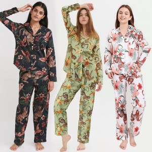 Pijama de pantalón largo y manga larga para mujer de la selva salvaje - Puede usarse para dormir o como ropa cómoda y transpirable para estar en casa