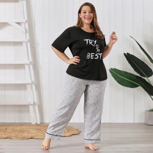Conjunto de pijama de talla grande de dos piezas, suelto y de manga corta de 200 lb, para casa en Amazon