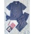 Conjunto de tres piezas de pijama para mujer de Amazon de Europa y América, para la primavera y el verano, con chaqueta de manga corta, para el hogar o para vestir
