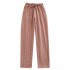 Pantalones de pijama a cuadros japoneses para mujeres, gasa de algodón puro de primavera y verano, pantalones de hogar de gran tamaño y sección delgada que se pueden usar en el exterior.