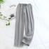 Pantalones de pijama a cuadros japoneses para mujeres, gasa de algodón puro de primavera y verano, pantalones de hogar de gran tamaño y sección delgada que se pueden usar en el exterior.