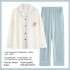 Pijama de salón de mujer para otoño, invierno y primavera - Conjunto de cardigan y pantalón suelto casual para dormir, cómodo y ponible para estudiantes
