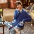 Pijama de salón de mujer para otoño, invierno y primavera - Conjunto de cardigan y pantalón suelto casual para dormir, cómodo y ponible para estudiantes