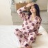 Pijama de una sola pieza de franela suave y cálida de manga larga con estampado lindo para otoño/invierno - Nuevo modelo