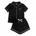 Conjunto de pijama de verano para mujer, con bata abierta de manga corta, camiseta y pantalón corto de estilo europeo