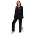 Traje de pijama de mujer de estilo europeo de un solo color con bata abierta de manga larga - se puede usar afuera