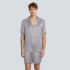 Conjunto de pantalones cortos de manga corta para hombre de verano de 60 piezas de suave lyocell tencel vertical, brillante y suave para casa y pijama