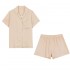 Conjunto de pantalones cortos de manga corta y 60 piezas de seda de Lacell suave y ligera para mujer, ropa de casa de maternidad fresca y suave