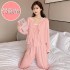 Pijama de mujer de algodón de primavera/otoño de manga larga y sexy con tirantes acolchados, bonito conjunto de ropa de casa de tres piezas