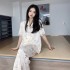Conjunto de pijama de tres piezas de seda de hielo delgado con ribete de encaje lindo para mujeres de verano de 2023 para el hogar