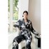 Pijama de seda de hielo de alta calidad con tigre para mujeres, nuevo de 2023, con pantalones largos de verano, de manga larga, para el hogar o para vestir, estilo red hot