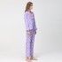 Pijama de dos piezas de seda de imitación para mujeres con lunares, para la primavera y el otoño, de manga larga, para el hogar o para vestir