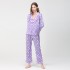 Pijama de dos piezas de seda de imitación para mujeres con lunares, para la primavera y el otoño, de manga larga, para el hogar o para vestir