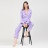Pijama de dos piezas de seda de imitación para mujeres con lunares, para la primavera y el otoño, de manga larga, para el hogar o para vestir