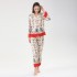 Nuevo conjunto de pijama de seda de hielo de imitación con estampado posicional para mujeres, de dos piezas, con pantalones largos, para el hogar o para vestir, se puede usar fuera