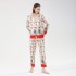 Nuevo conjunto de pijama de seda de hielo de imitación con estampado posicional para mujeres, de dos piezas, con pantalones largos, para el hogar o para vestir, se puede usar fuera