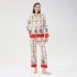 Nuevo conjunto de pijama de seda de hielo de imitación con estampado posicional para mujeres, de dos piezas, con pantalones largos, para el hogar o para vestir, se puede usar fuera