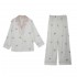 Nuevo conjunto de pijama de seda de hielo para mujeres con patrón de mantequilla, de manga larga, para el hogar o para vestir, con estampado posicional de alta gama para usar en público