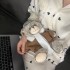 Conjunto de pijama de seda de hielo para mujeres, nuevo de 2023, con manga larga de leopardo rosa para usar en público, con regalo de cinta para el cabello