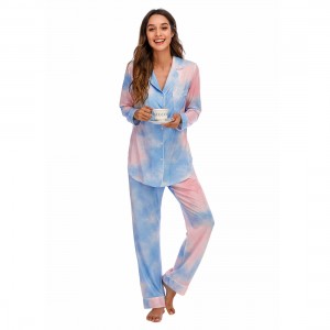 Pijama para parejas Taylor Swift en primavera y otoño pijama de manga larga de algodón azul y Rosa tie - Dye