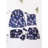 Paquete de 7 pijamas para mujer con estampado floral de satén de seda con cubierta para los ojos y pañuelo para la cabeza