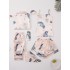 Conjunto de ropa de dormir cómoda para mujer de 7 piezas Conjunto de ropa estampada de satén de seda con cubierta para los ojos y bolsa de pañuelo