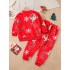 2 uds.De pijamas de franela gruesa con ciervos navideños para niños y niñas