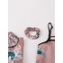 Paquete de 7 pijamas con estampado floral de satén de seda rosa para mujer con cubre ojos y bolsa de pañuelo