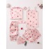 Pijama multifuncional de satén con estampado de fresas para mujer, Tops de manga larga, pantalones, chaleco, pantalones cortos, máscara para los ojos, conjunto de bolsa de turbante