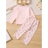 Conjunto de pijama con pantalones de manga larga y cuello redondo con estampado lindo para niños