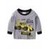 Pijamas para niños, conjunto de Top y pantalones de manga larga con cuello redondo y estampado de excavadora de dibujos animados, ropa para niños