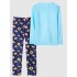 Conjunto de top y pantalones de manga larga con cuello redondo y estampado de luna de unicornio para niñas