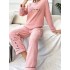 Conjuntos de pijamas casuales con cuello redondo a rayas
