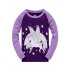 Popshion 2 piezas niñas unicornio fluorescente brillante dibujos animados púrpura pijama de manga larga traje de algodón