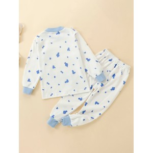 Pijama Infantil Manga Larga Estampado Oso Lunares
