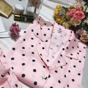 VS pink polka dot senior suave y agradable para la piel ropa de dormir para mujer de manga larga