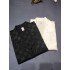 VS ropa de dormir de seda de manga larga de jacquard satinado de color blanco y negro con solapa pequeña