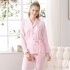 Conjunto de pijamas de manga larga de algodón bordado de alta calidad para mujer