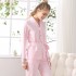 Conjunto de pijamas de manga larga de algodón bordado de alta calidad para mujer