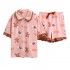Conjunto de pijama de algodón de manga corta y pantalones cortos finos lindos para el verano