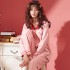 Manga larga Cardigan Encantador rosado mujer pijamas cómodo lounge pijamas para senoras
