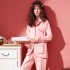 Manga larga Cardigan Encantador rosado mujer pijamas cómodo lounge pijamas para senoras