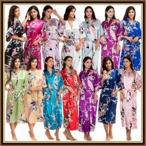 Dama de honor larga pjs para senoras pavo real Impresioned pijama y robe sets