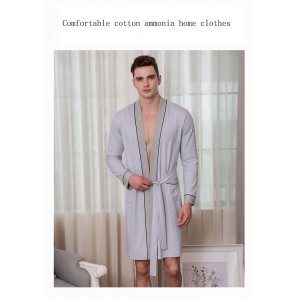 Cardigan delgada hombres algodón pijamas Cómodo Bata de noche para hombre in primavera