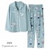Manga largaenoras's algodón Pijama sets para primavera Korean Open Shirt Full batas sets female