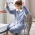 Conjunto de pijamas de terciopelo grueso y de franela de primavera y otoño para damas.