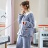 Conjunto de pijamas de terciopelo grueso y de franela de primavera y otoño para damas.