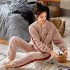 Moda Cremallera de franela Traje de casa para damas para el invierno